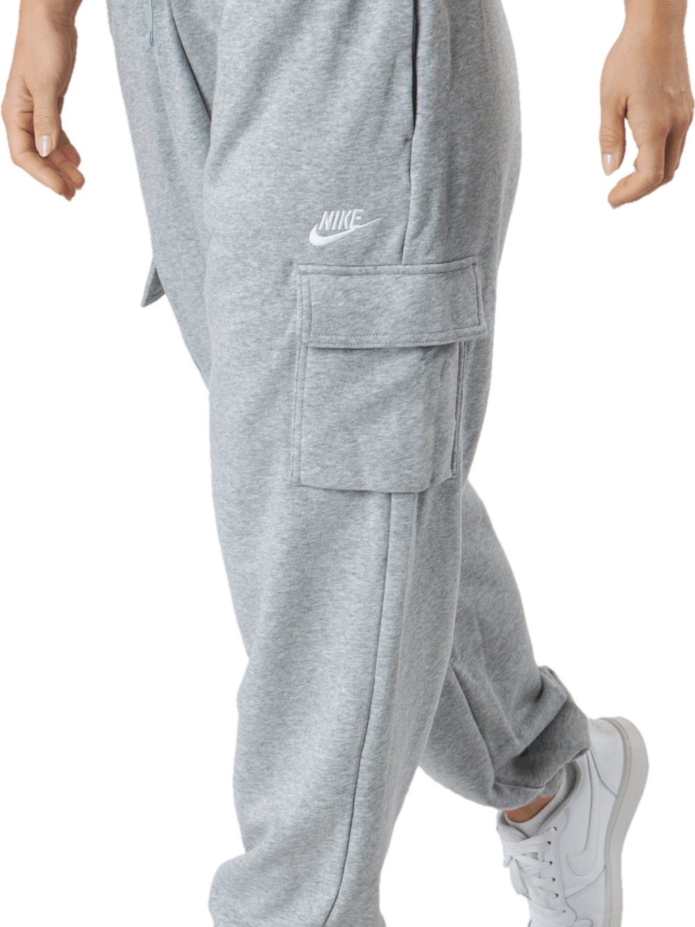 Nike Light Gray Cargo Joggers with Embroidered Swoosh
